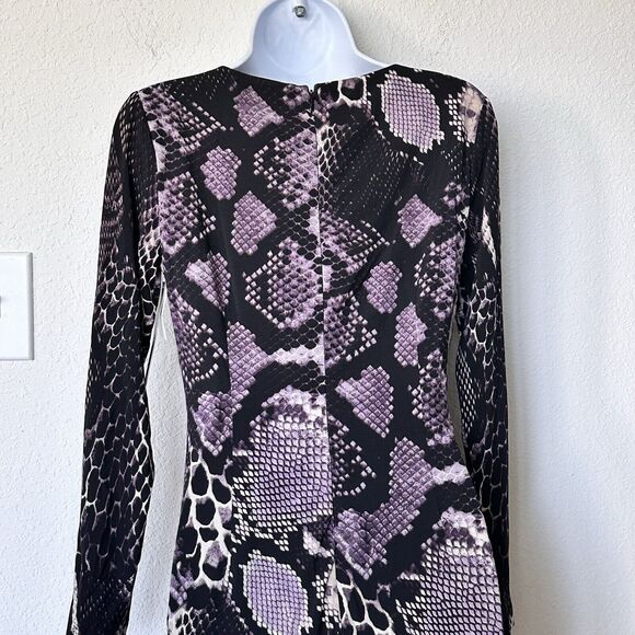 NWT David Meister 2 snake print Long Sleeve Faux Wrap Jersey Dress - Picture 12 of 16